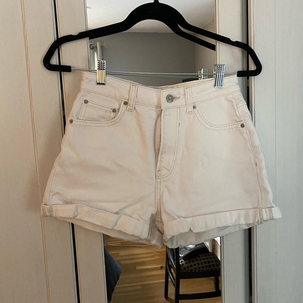 Bershka off-white denim shorts